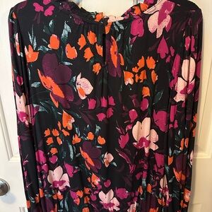 Wonderly Long Sleeve Dress - Black and Pink Floral